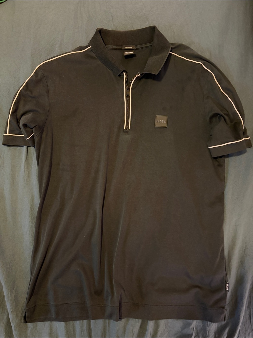 BOSS Black Polo with White Piping and Zip